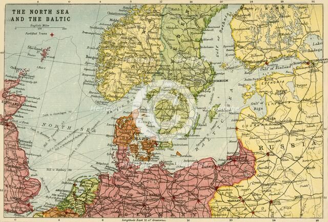 Map of the North Sea and the Baltic, c1914, (c1920). Creator: John Bartholomew & Son.