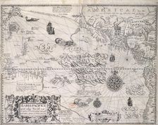 Map of the Pacific Ocean, 1600. Creator: Benjamin Wright