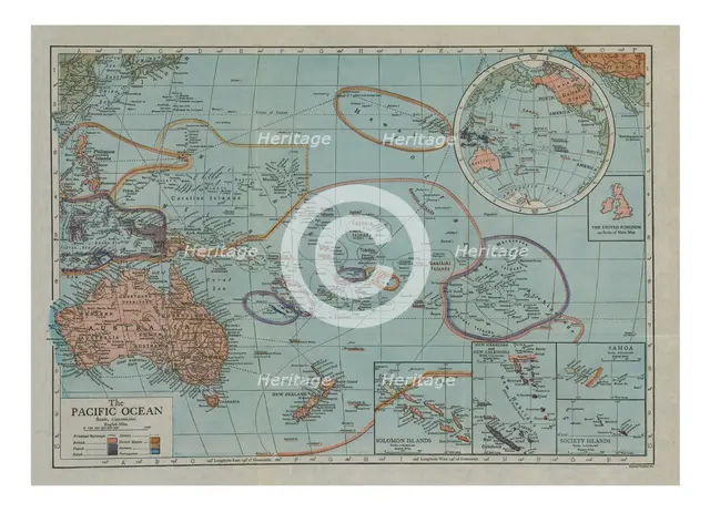 Map of the Pacific Ocean, c1910s. Creator: Emery Walker Ltd.
