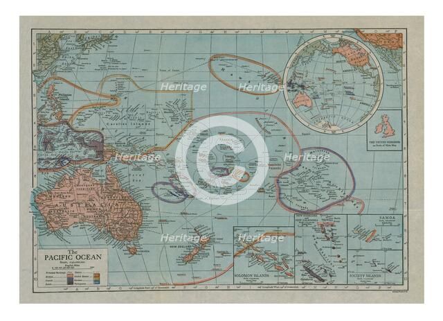 Map of the Pacific Ocean, c1910s. Creator: Emery Walker Ltd.