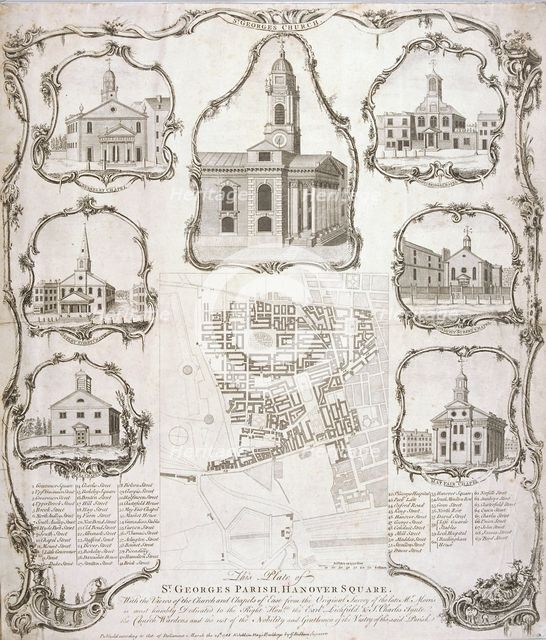 Map of the parish of St George Hanover Square in the City of Westminster, London, 1761. Artist: Anon