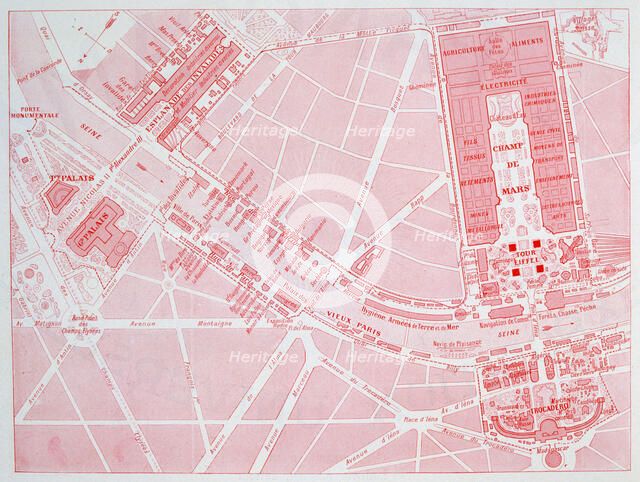 Map of the Paris Universal Exposition, 1900. Artist: Unknown