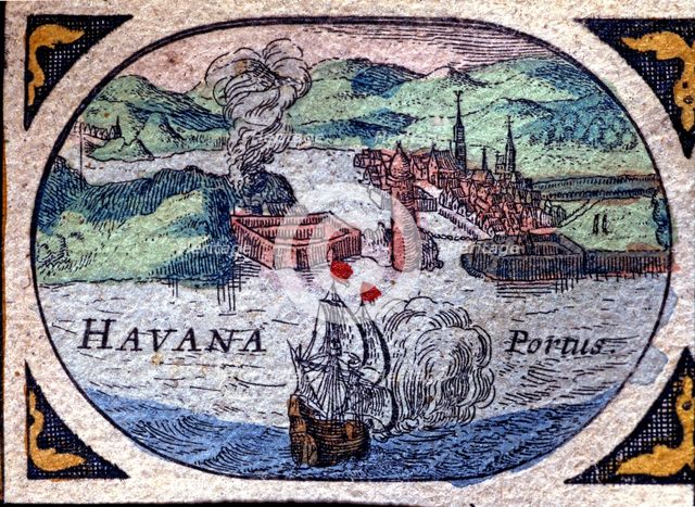 Map of the Port of La Havana (Cuba), 1646, Dutch engraving.