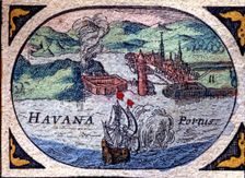 Map of the Port of La Havana (Cuba), 1646, Dutch engraving