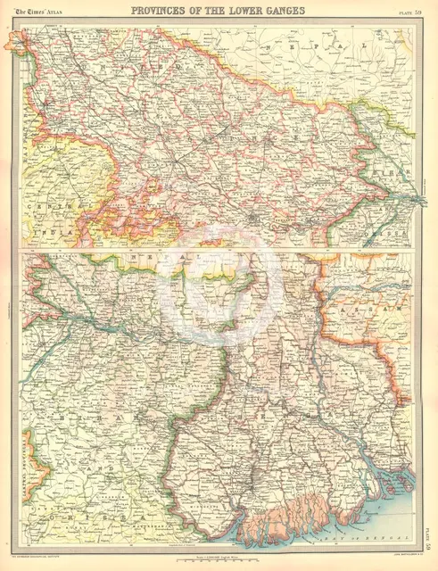 Map of the Provinces of the Lower Ganges. Artist: Unknown.