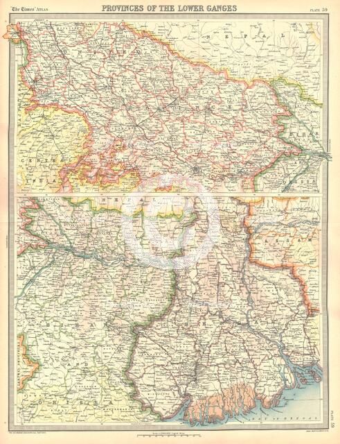 Map of the Provinces of the Lower Ganges. Artist: Unknown.