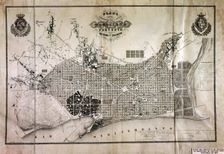Map of the project of expansion of the city of Barcelona, ??approved in 1859, by Ildefonso Cerda