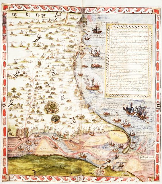 Map of the River Humber and land between Hull and Scarborough, 1579. Creator: Christopher Saxton.