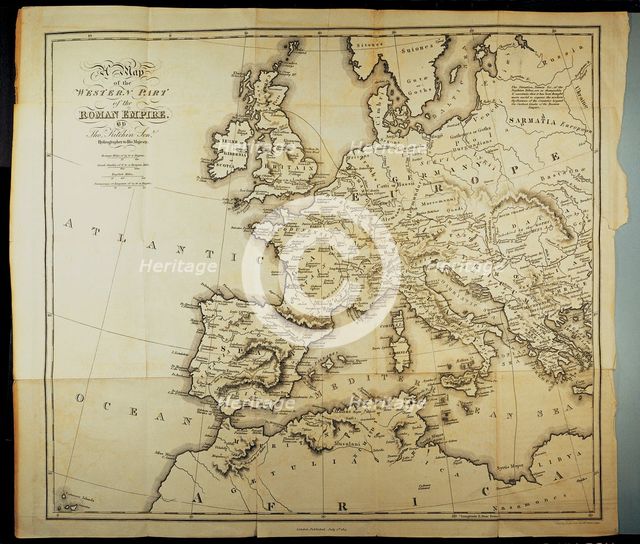 Map of the Roman provinces in times of Hadrian, printed in London in 1815.