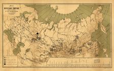 Map of the Russian Empire showing the regions of the precious metals, 1890. Creator: A. Jlyne