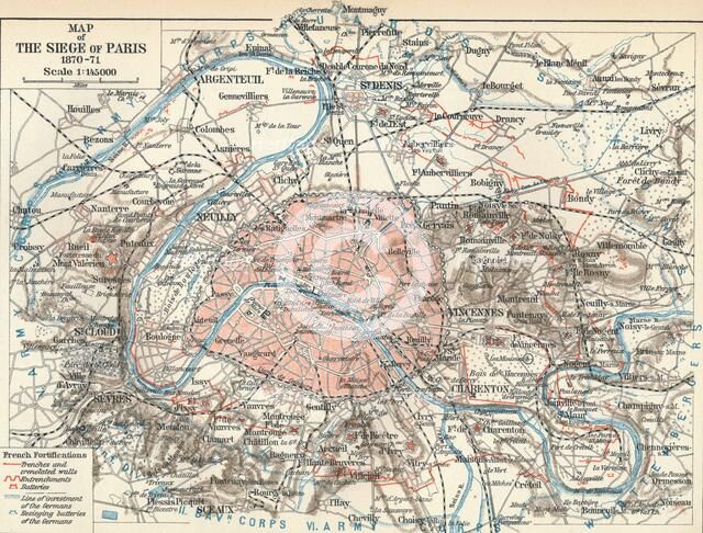'Map of The Siege of Paris, 1870-71', 1907. Artist: Unknown.