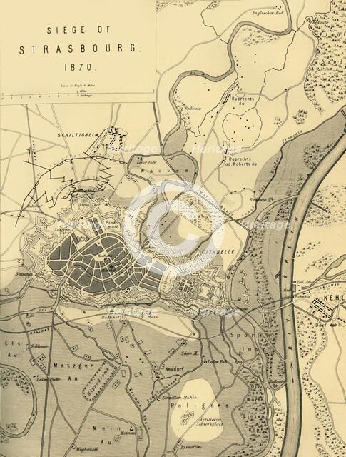 Map of the Siege of Strasbourg, 1870, (c1872). Creator: R. Walker.
