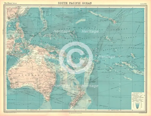Map of the South Pacific Ocean. Artist: Unknown.
