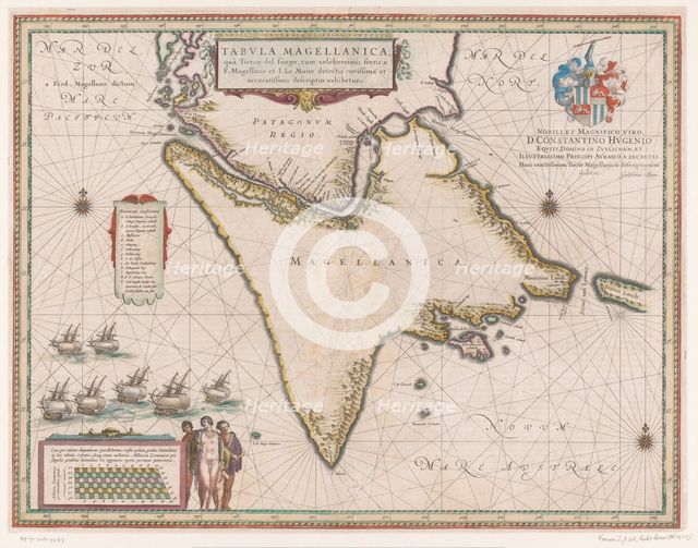 Map of the Strait of Magellan, 1635-1664. Creator: Willem Blaeu.