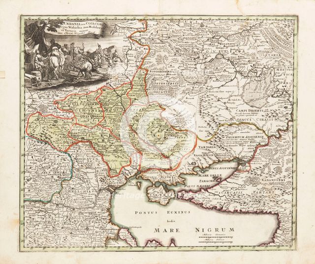 Map of Ukraine and surroundings of the Black Sea, um 1700. Creator: Weigel, Christoph, the Elder (1654-1725).
