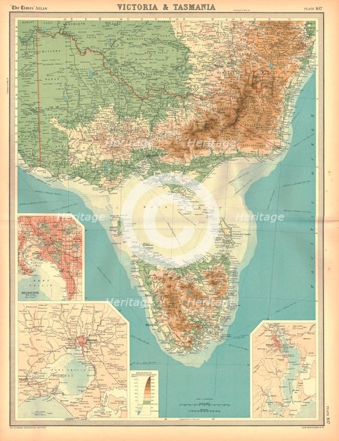 Map of Victoria and Tasmania. Artist: Unknown.