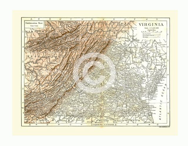 Map of Virginia, USA, c1900. Artist: Carl Hentschel.