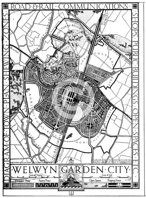 Map of Welwyn Garden City, Hertfordshire, England, 1926. Artist: Unknown