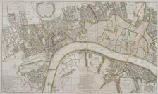 Map of Westminster, the City of London, Southwark and surrounding areas, 1739. Artist: Sutton Nicholls