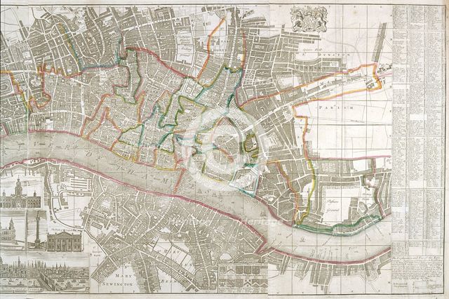 Map of Westminster, the City of London, Southwark and surrounding areas, 1743. Artist: Anon