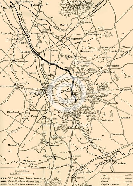 Map of Ypres, West Flanders, Belgium, First World War, (c1920). Creator: Unknown.