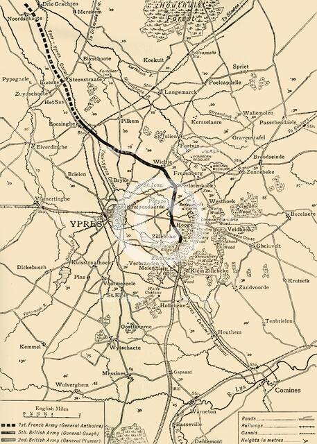 Map of Ypres, West Flanders, Belgium, First World War, (c1920). Creator: Unknown.