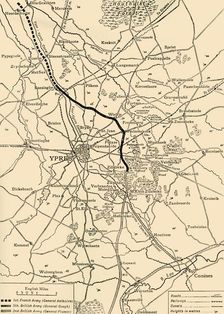 Map of Ypres, West Flanders, Belgium, First World War, (c1920). Creator: Unknown