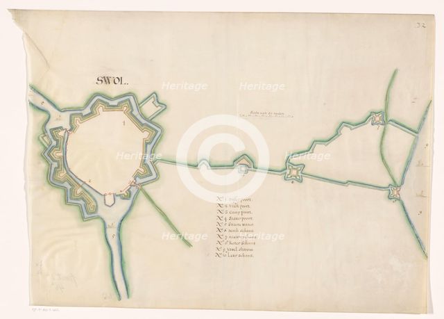 Map of Zwolle fortress, c.1650-c.1799. Creator: Anon.