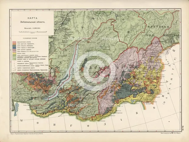 Map of Zabaikal Province, 1914. Creator: Resettlement Department of the Land Regulation and Agriculture Administration.
