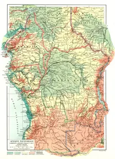 'Map, Afrique Equatoriale; L'Ouest Africain 1914. Creator: Unknown