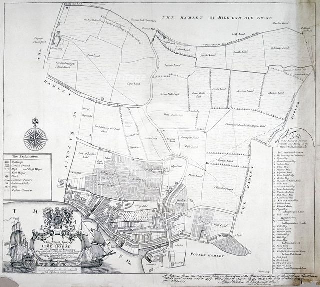 Map and table of Limehouse in the Parish of Stepney, London, 1703.                                   Artist: I Harris