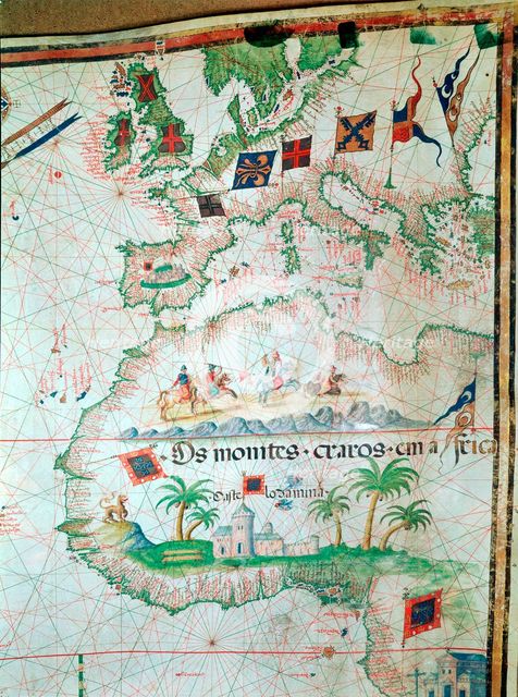 Map by Bastian Lopez showing Europe, the British Isles and part of Africa, Portuguese, 1558. Artist: Bastiaim Lopez