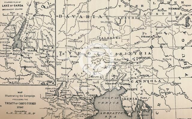'Map Illustrating the Campaign Preceding the Treaty of Campo-Formio, 1797', (1896). Artist: Unknown.