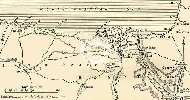 'Map illustrating the Campaigns in Egypt from February, 1915, to May, 1916', .  Creator: Unknown.