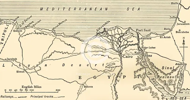 'Map illustrating the Campaigns in Egypt from February, 1915, to May, 1916', .  Creator: Unknown.