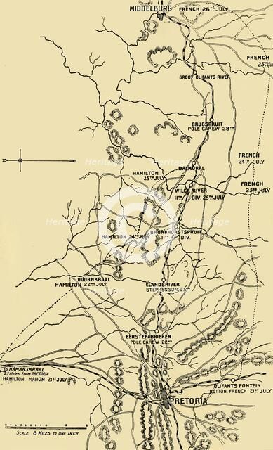 'Map Illustrating the Eastward Move from Eerstefabrieken to Middelburg', 1901. Creator: Unknown.