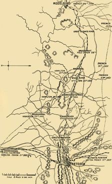 Map Illustrating the Eastward Move from Eerstefabrieken to Middelburg 1901. Creator: Unknown
