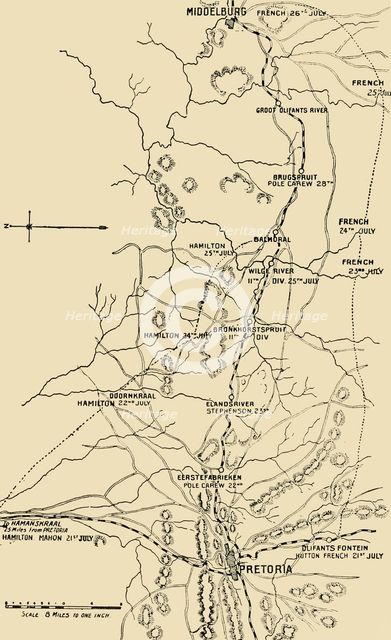 'Map Illustrating the Eastward Move from Eerstefabrieken to Middelburg', 1901. Creator: Unknown.