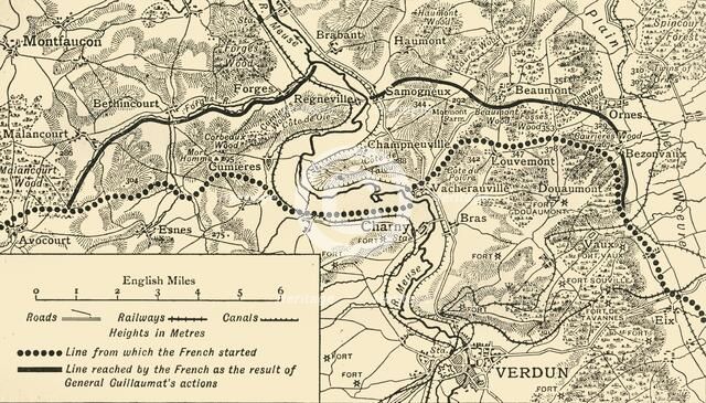 'Map illustrating the Operations at Verdun', First World War, August-November, 1917, (c1920). Creator: Unknown.