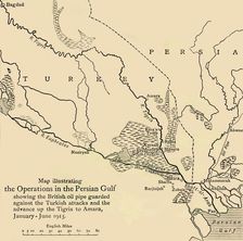 Map illustrating the Operations in the Persian Gulf First World War, 1915, (c1920). Creator: Unknown
