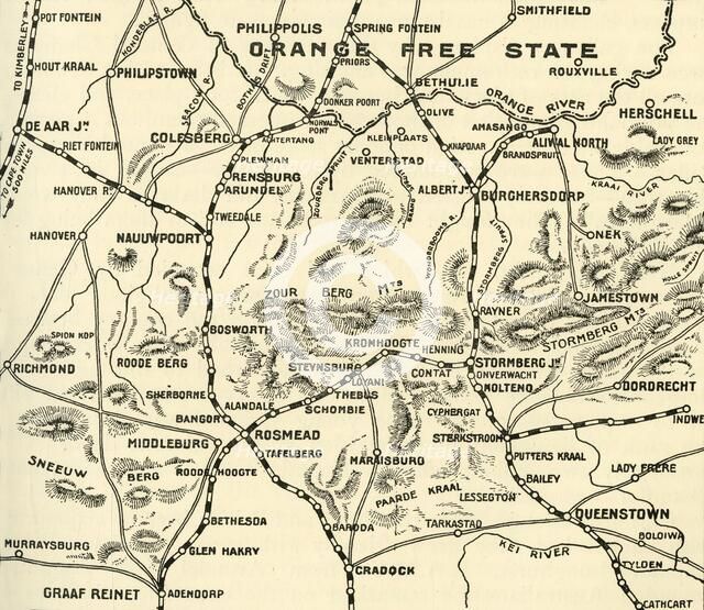 'Map Illustrating the Operations on the Orange River', 1900. Creator: Unknown.