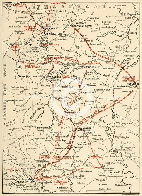 'Map Illustrating General Buller's Campaign in Natal - May-June 1900', 1901. Creator: Unknown.