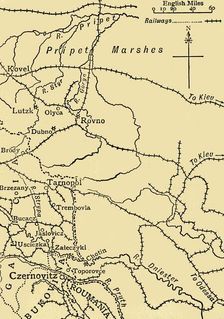 Map illustrating General Ivanoff's operations... First World War, 1915, (c1920). Creator: Unknown