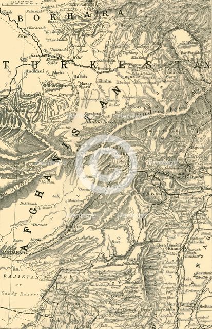 'Map Indicating General Roberts's Route to Kabul...and the British and Russian Boundaries', 1901.  Creator: Unknown.