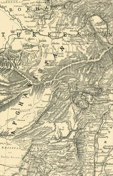 Map Indicating General Roberts's Route to Kabul...and the British and Russian Boundaries 1901. Creator: Unknown