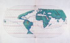 Map plotting Magellan's route, 1536. Creator: Unknown