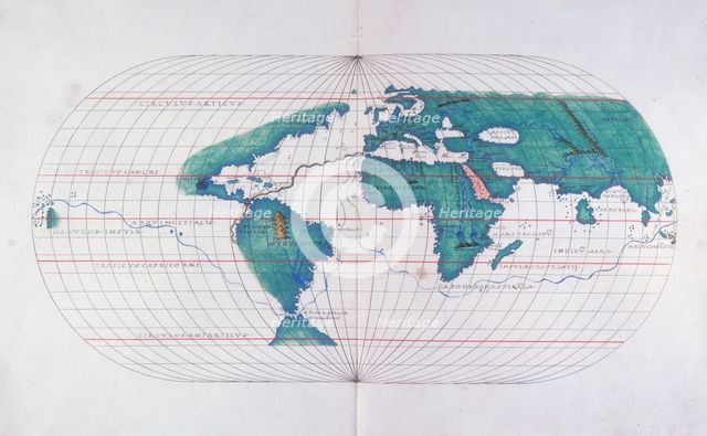 Map plotting Magellan's route, 1536. Creator: Unknown.