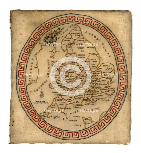Map Sampler, England, c. 1800. Creator: Unknown.