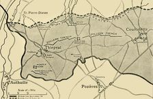 Map showing approximately the area gained on the Thiepval Ridge...1916 (c1920). Creator: Unknown