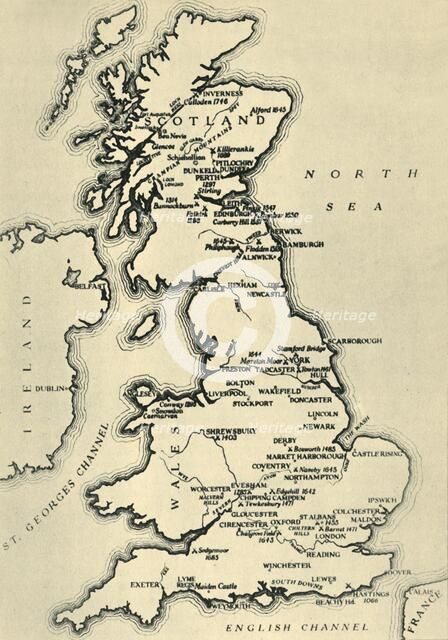 Map showing British battlefields, 1944.  Creator: Unknown.